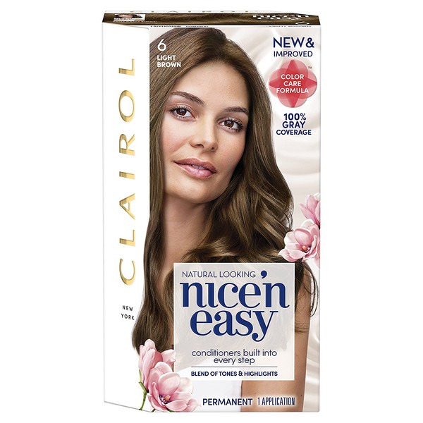 Clairol Nice'n Easy Permanent Hair Color, 6 Light Brown, 1 Count