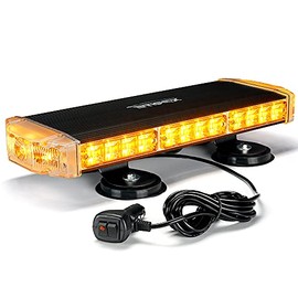 Xprite 18" Aluminum Rooftop Strobe Flashing Light Bar, Heavy-duty Magnetic Mount Amber LED Emergency Safety Warning Caution Beacon Lights for Construction Vehicles Snowplow Trucks