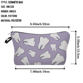 Livel lhood Tooth Dental Cosmetic Bag for Women Cute Makeup Bag for Purse Travel Toiletry Zipper Pouch for Girls Women Families Friends Sisters Gifts Tooth Dental Makeup Bag for Her