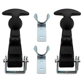 QWORK 2Packs 4.7 inch T-Handle Draw Latches with Brackets, Rubber Flexible Hood Catch t-Handle Hasp, for Tool Box, Hood, Vehicle Engine