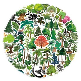 100 Pack Tree Stickers Tree Graphic DecalPack Waterproof Vinyl Nature Sticker for Water Bottle,Laptop and Scrapbooking for Tree Lover