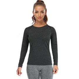 Star Vibe Dry Fit Long Sleeve Tshirt for Women Moisture Wicking Long Sleeve Tee Outdoor Compression Running Workout Tops 4 Pack Black/Grey/Wine red/Rose XL