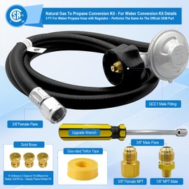 For Weber Natural Gas Conversion Kit,Natural Gas to Propane Conversion Kit for Weber Genesis,Genesis II,Spirit II 310/315/210–5FT Propane Regulator Hose for Weber Grills,14 Orifices,Fittings & Tools.