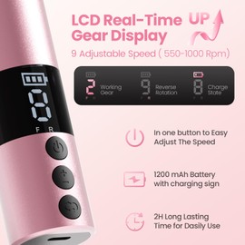 Electric Callus Remover for Feet, Electric Foot File Nail Grinder 2 in 1,Rechargeable Professional Foot Sander Pedicure Tool for Feet Dry Dead Skin with Sandpaper Disk, 9 Speed Adjustable (Pink)