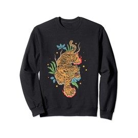 Vintage floral tattoo style Tiger design with flowers Sweatshirt