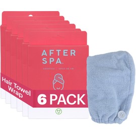 AFTERSPA Hair Towel Wrap, Hair Towels for Women, Hair Drying and Anti-Frizz Hair Turban, Pack of 6, Assorted Colors