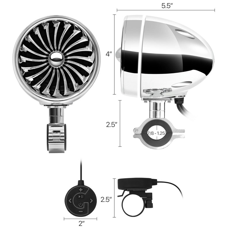 GoHawk Waterproof Bluetooth Motorcycle Stereo LED Audio Speakers System 300W