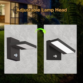Inowel Solar Lights Outdoor Motion Sensor Waterproof LED Dusk to Dawn Wall Mount Sconce 600LM,Black Exterior Light Fixture with Adjustable Lamp Head for Porch Patio Garage Decorative