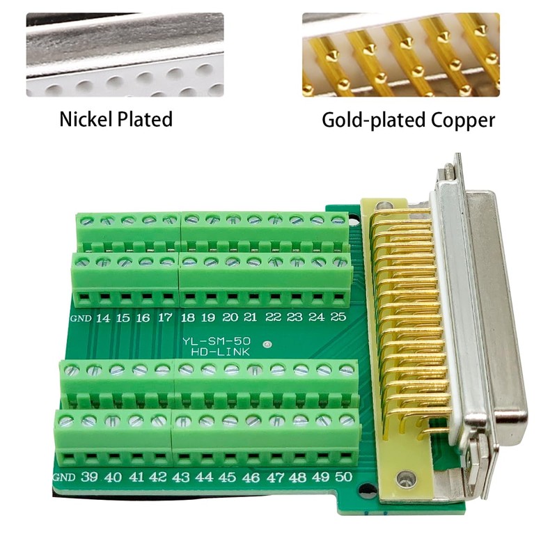 Jienk DB50 Solderless Connector, D-SUB 50-pin Port Terminal Adapter HDB50