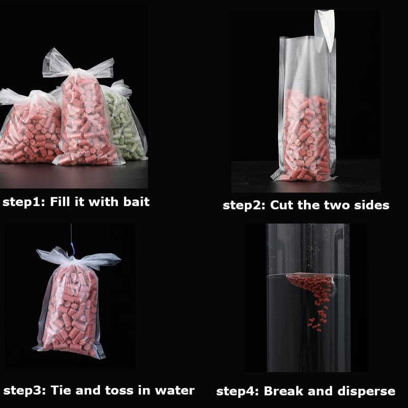 100Pcs 6x12cm Carp Fishing Bags PVA Bag, Water Soluble Bag