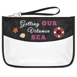 Beach Lover Gift Sea Themed Gift Travel Makeup Bag Summer Vacation Gift Clear Cosmetic Bag Cruise Party Gift Birthday Graduation Gifts for Women Girl Friend Sister Bestie Zipper Travel Toiletry Pouch