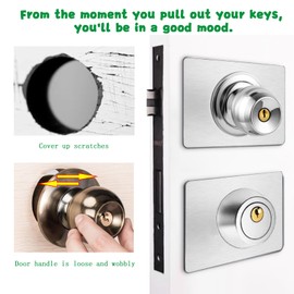 SZMDLX Door Lock Repair Plate, Door Lock Knob/Lever/Deadbolt Reinforcement Plate, Door Handle Lock Fixing Cover Filler Repair Backplate, Door Lock Hole Backing Reinforcer Plate Kit, 4 PCS Silver