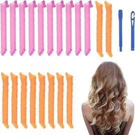 Rizadora para cabello 20 piezas Rizador mágico 45CM Ondas sin calor sin pelo DIY tubos para cabello con 2 juegos de ganchos para peinar, para la mayoría de peinados, pelo corto y mediano