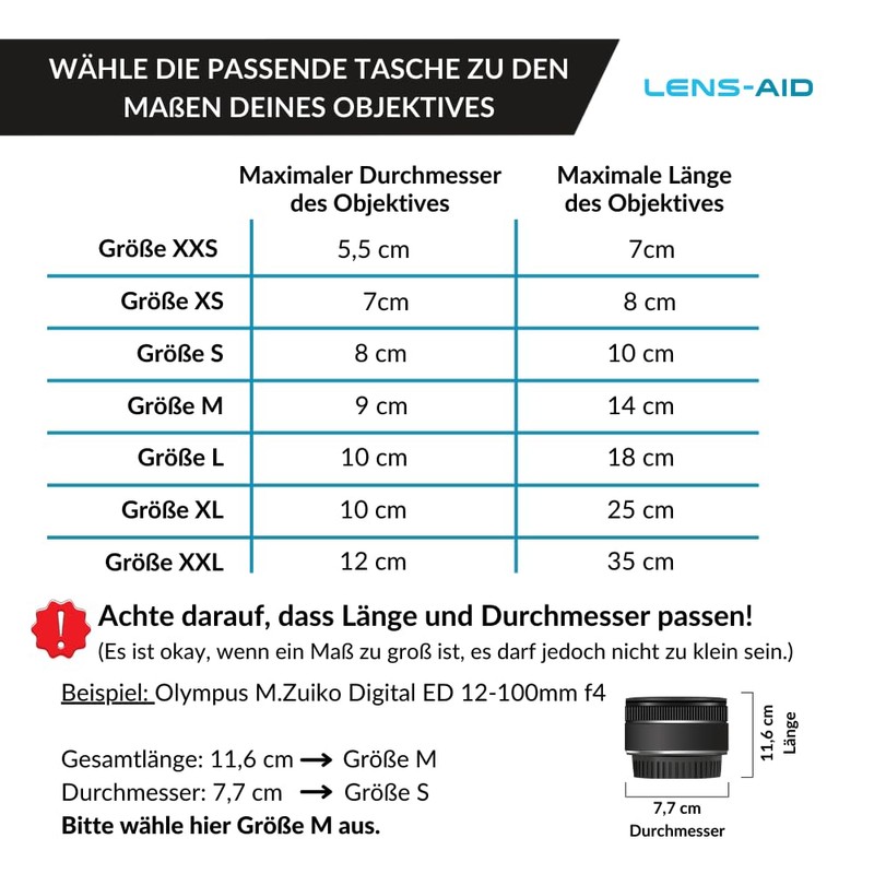 LENS-AID Neoprene Lens Bag with Fleece Lining as a Set