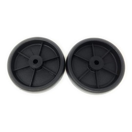 Nickanny's Set of 2 Replacement BBQ Grill Wheels Pair Set Kit-Solid Plastic Wheel 5” x 1.5” w/ 3/8” Axle Hole for Outdoor Charcoal Gas Smoker Barbecue Pit- Rueda and Llantas Parts