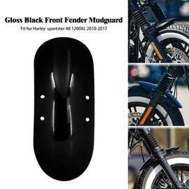 HCmotorku Motorcycle Short Front Fender Mudguard 13 5/8" Metal Iron Fit For Harley Sportster Forty Eight 48 XL1200X XL 1200 2010-2020 (Gloss Black)
