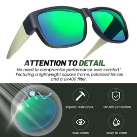 TJUTR Polarized Fit Over Sunglasses for Women Men Classic Rectangle Driving Sun Glasses UV Protection for Outdoors