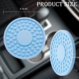 MEAJOO 2 Pack Anti-Slip Car Cup Holder Mat – 2.75 Inch Silicone Drink Coaster, Secure Fit for Cars & Trucks – Cute Interior Decor for Women & Girls (Blue)