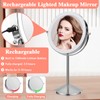 KuMers Lighted Makeup Mirror with Magnification, 10X 8’’Rechargeable Double Sided