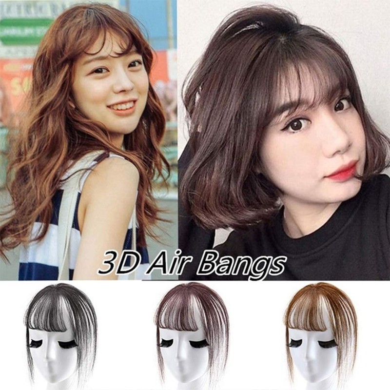 Invisible Human Hair Toppers For Women 3D Air Bangs Hair