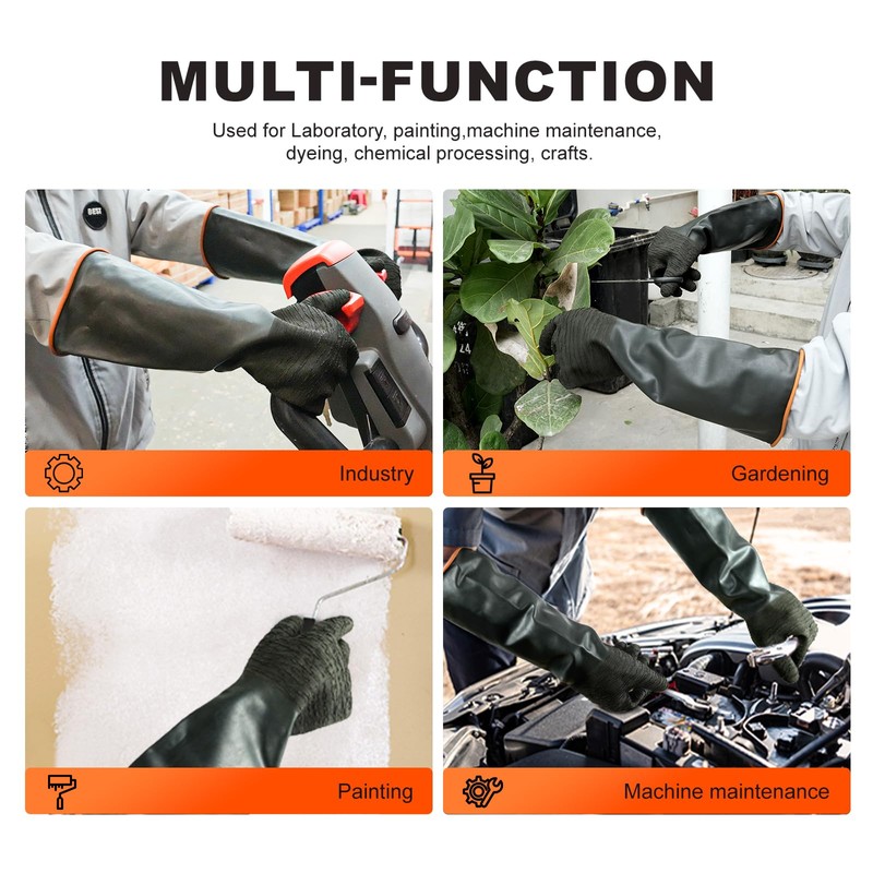 North Tower Heavy Duty Rubber Gloves, Industrial Gloves Waterproof Reusable