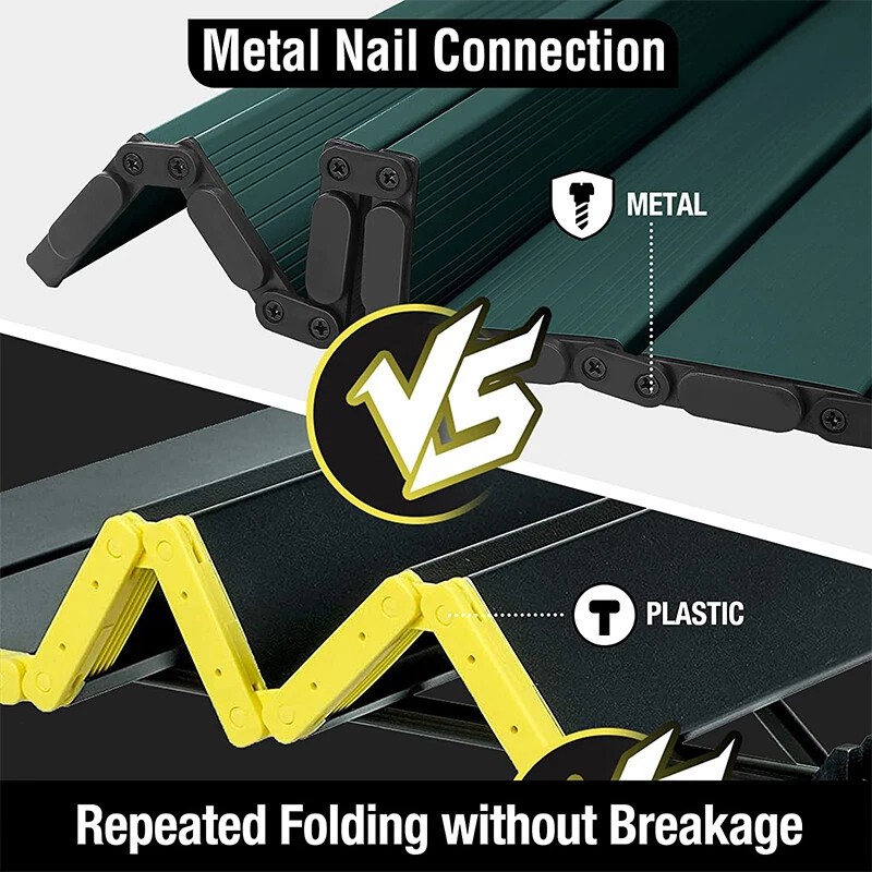 VILLEY Portable Camping Table with Adjustable Legs Green Folding Beach