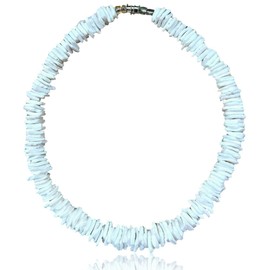 Native Treasure 18" Mens and Womens Rugged White Rose Clam Chips Ark Shells, Tropical Jewelry Summer Beach Surfer Necklace From the Philippines