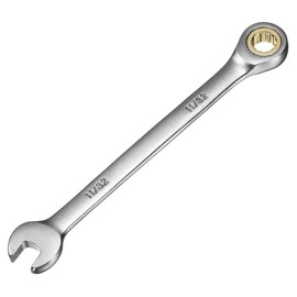 uxcell Ratcheting Wrench 11/32" 12-Point 72-Teeth Ratchet Box End and 11/32" Open End Cr-V Steel Black Nickel Electroplating Combination Wrench for Home Auto Repair Machine Maintenance