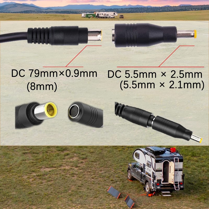 KarlKers Solar Panel Adapter, DC7909 Female to DC5525 Male Connector,