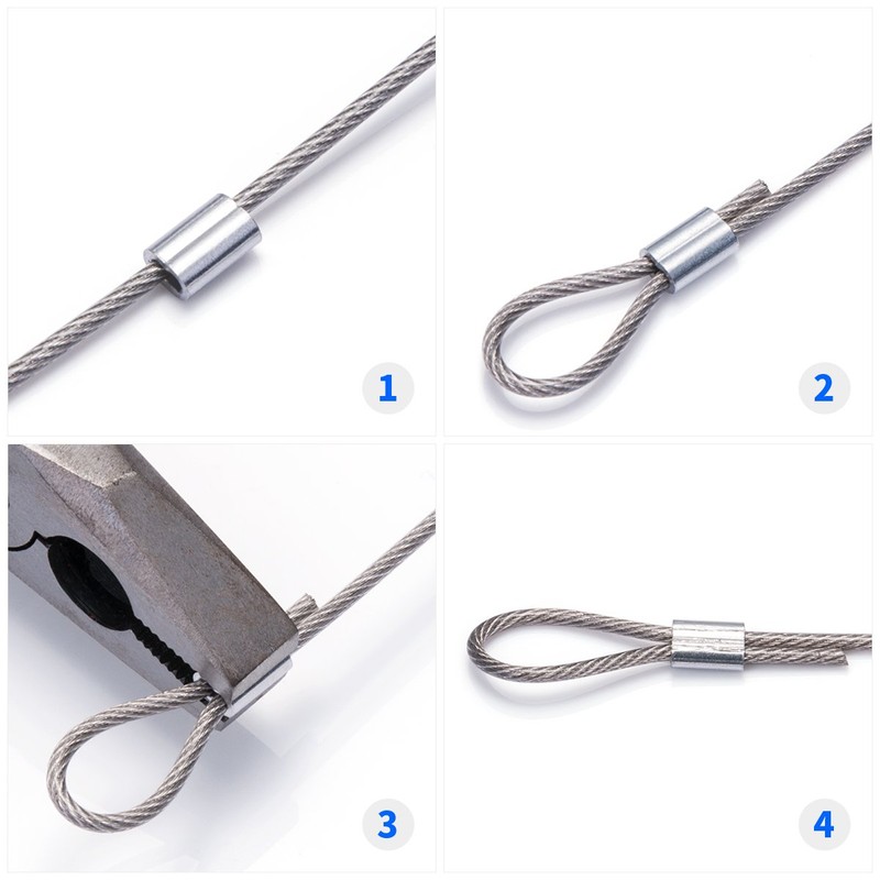 150PCS 1/8" Aluminum Crimping Loop Sleeve for Wire Rope and