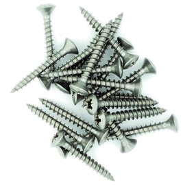 No.5 x 1.2 (3.5mm x 30mm) Pozi Raised Countersunk Chipboard Screw - Stainless Steel (A2) (Pack of 20)