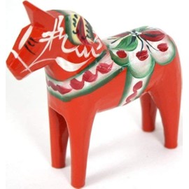 Traditional Swedish Dala Horse by Nils Olsson Hemslojd Ab | Hand Carved and Painted | Own a Piece of Swedish Tradition and History | 100% Wood | Classic Red with Saddle and Harness | 2” Tall (5cm)