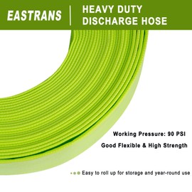 EASTRANS 2" x 100' Green Heavy Duty Discharge Hose for Swimming Pools, Reinforced Lay Flat Pool Backwash Hose, Durable Water Drain Hose with Aluminum Camlock C and E Fittings