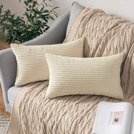 MIULEE Pack of 2 Corduroy Soft Soild Decorative Square Throw Pillow Covers Cushion Cases Pillow Cases for Couch Sofa Bedroom Car 12 x 20 Inch 30 x 50 cm
