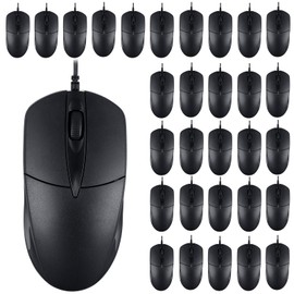 Kathfly 50 Pcs Black Wired USB Computer Mouse Bulk 1000 DPI 3 Button Corded Mouse with Home Office Noiseless Simple USB for Computer Laptop Desktop PC