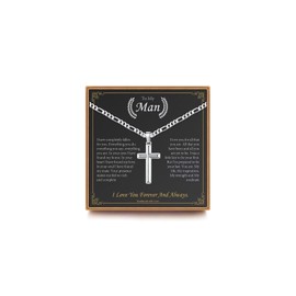 Christmas Husband Gifts Husband Cross Necklaces, Silver Cross Necklace Cross Pendant Jewelry Gifts Fathers Day Anniversary Valentines Day Gifts for Husband Religious Christian Gifts for Him Husband