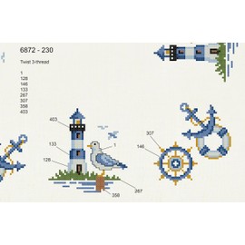 KAMACA Embroidery Kit, Tablecloth, Cross Stitch Pre-Drawn Complete Embroidery Set with Embroidery Template, Embroidery Kit for Self-Embroidery, Adults (Am Sea MD 80 x 80 cm)