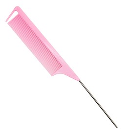 Peine Profesional Cola De Metal, Resistente Calor, Varios Colores (ROSA)