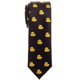 Retreez Classic Rubber Duck Woven Microfiber Skinny Tie - Black