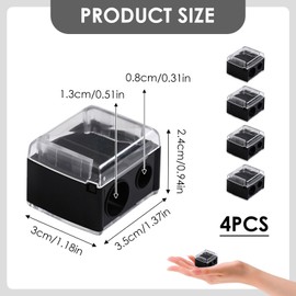 Set of 4 Makeup Sharpener / Cosmetic Sharpener for Eye Pencils - Universal Sharpener for Eyebrow Pencil, Lip Liner Pencil, Eyeliner, Precision Blades, Handy for On the Go