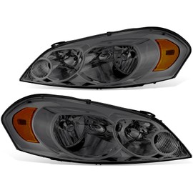 DNA MOTORING Pair of OE Style Headlights Compatible With 06-13 Chevy Impala Limited / 06-07 Monte Carlo, Smoked/Amber, HL-OH-CIMP06-SM-AM