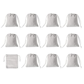 PATIKIL 5"x4" Coin Sacks Bag, 12 Pack Bank Coin Deposit Change Transit Bags Canvas Money Bag with Drawstring Gift Bag Style 1, Beige