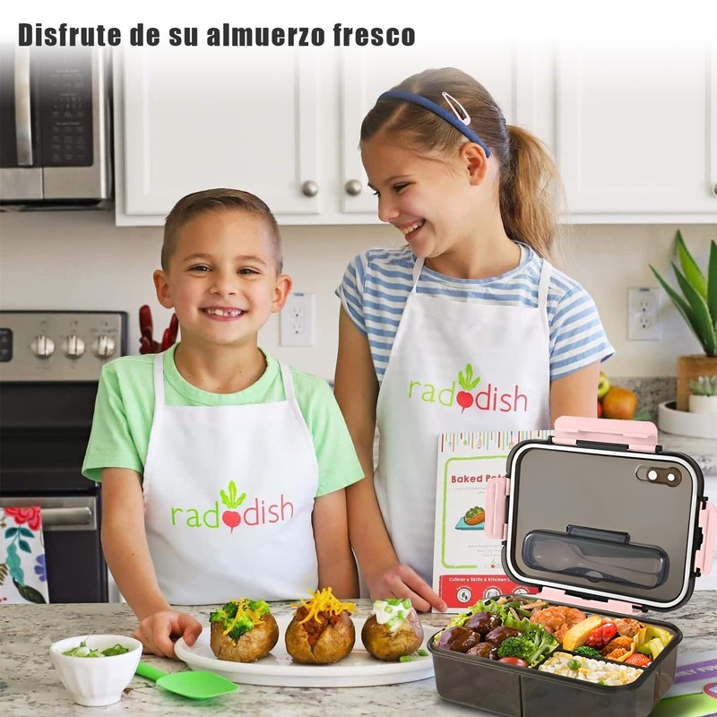 Fiambreras con 3 Compartimentos y Cubiertos de1500ml, con Cuchara y