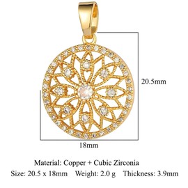 18K Stainless Steel Necklace with Real Gold Plating, Zirconium Copper Pendant, Bohemian Style Jewelry Gift for Women (Flower)