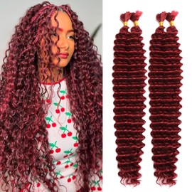 Braiding Hair for Boho Braids 24 Inch Deep Wave Crochet Hair for Women Bohemian Wet and Wavy Bulk Hair Extensions Synthetic Micro Braiding Hair (BUG#, 24 Inch(50g/Bundle x4))