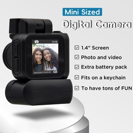 Digital Camera with 1.4 in LCD Screen 1080P 32GB Card Charging Base Monoreflexes Shaped CMOS Compact Portable Video Recorder Easy to Operate (Black)