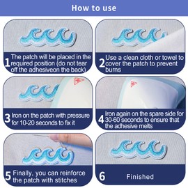 20 Pieces Ocean Wave Embroidered Patches Blue Sea Wave Iron on Patch Wave Applique Repair Patch for Clothes Dress Jackets Caps DIY Embroidery Patches Sewing Craft Decoration