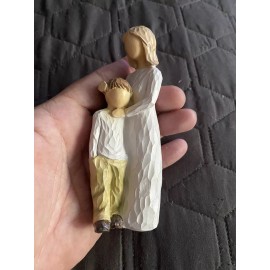 Unbranded Christmas Gift! Mom & Son Embrace 5" Mother Statue Figure Wood Hand Painted