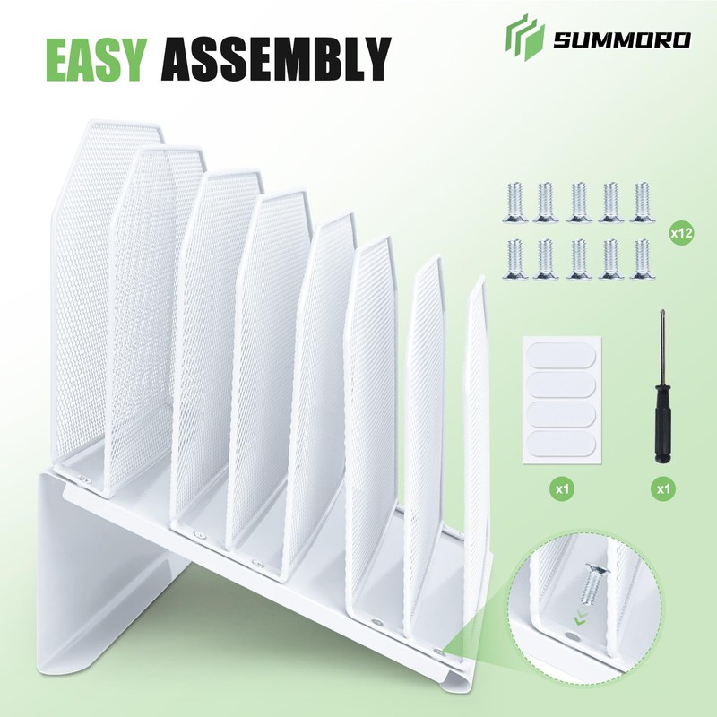 SUMMORO Inclined File Organizer for Desk, 7-Tier Vertical File Folder