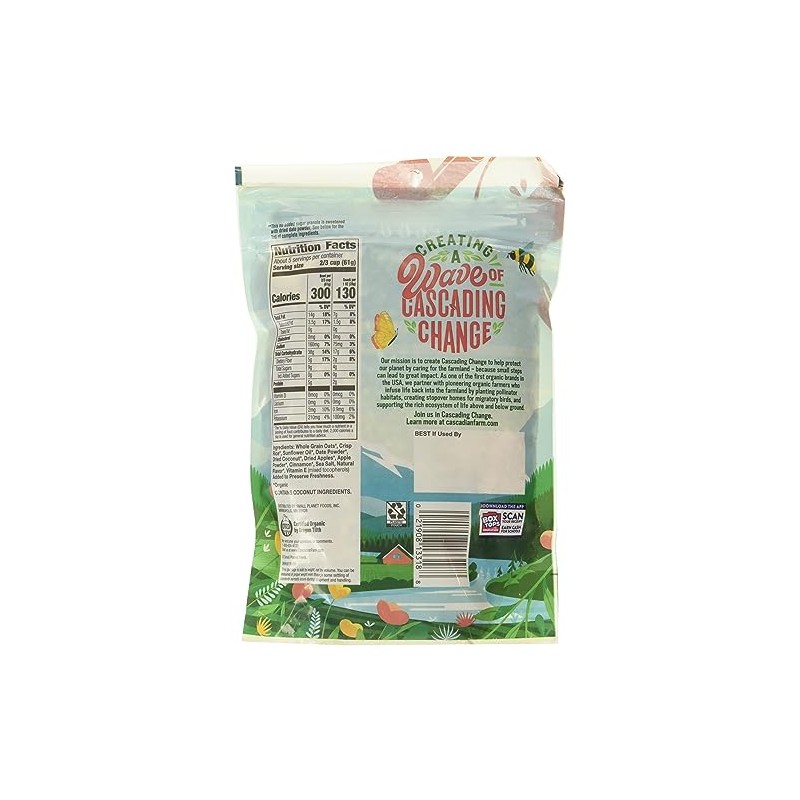 Cascadian Farm Organic Cinnamon Apple Granola Cereal, No Added Sugar,